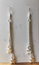 Silver dangle drop earrings - two link chains with star charms - eDgE dEsiGn London