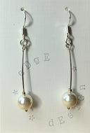 Silver dangle drop earrings - silver wire with pearls - eDgE dEsiGn London