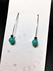 Sterling silver single wire earrings - Malaysian Jade and Silver Cube - eDgE dEsiGn London
