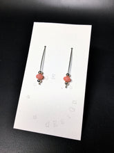 Sterling silver single wire earrings - Coral faceted beads and silver spacer beads - eDgE dEsiGn London