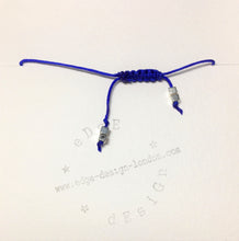 Beaded blue cord bracelet - Silver star and cube beads - eDgE dEsiGn London
