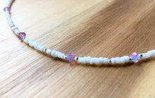 Beaded choker necklace - Lilac Swarovski Crystals with white and silver seed beads - eDgE dEsiGn London