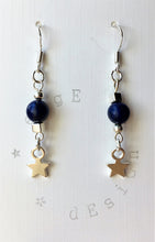 Silver dangle drop earrings - Lapis Lazuli and Star design - eDgE dEsiGn London