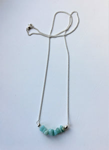 Silver chain necklace with Turquoise Amazonite beads - eDgE dEsiGn London