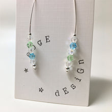 Sterling Silver drop earrings - Swarovski Crystals - Blue and Green