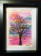 Winter Tree at Sunset - Framed Original Watercolour Painting - eDgE dEsiGn London