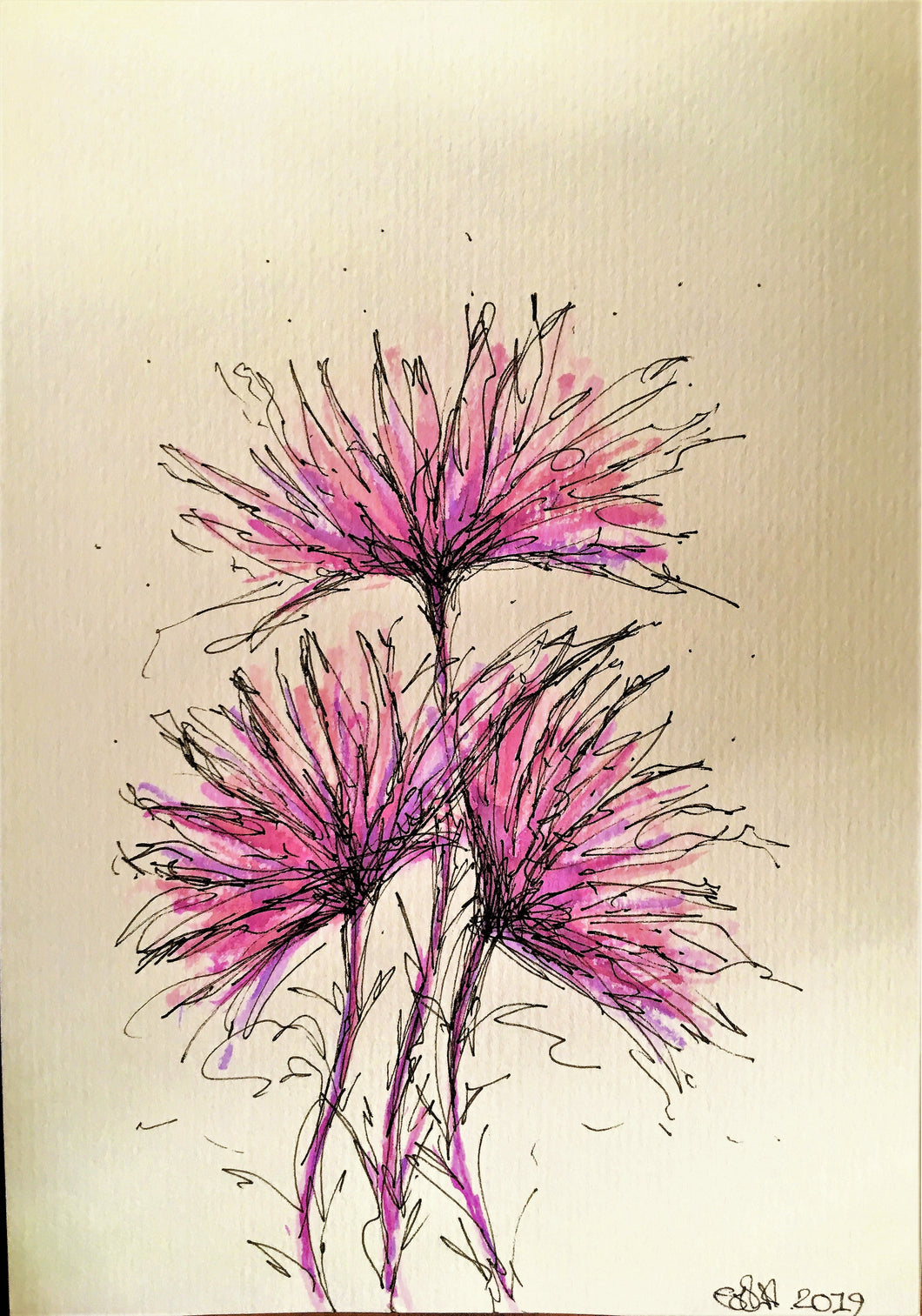 Abstract Purple/Liliac Flowers - Original Watercolour Painting - Unframed - eDgE dEsiGn London