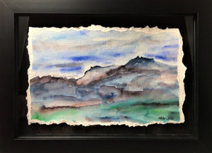 Dark Hills and Sky - Framed Original Watercolour Painting - eDgE dEsiGn London