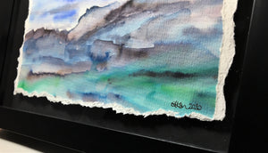 Dark Hills and Sky - Framed Original Watercolour Painting - eDgE dEsiGn London