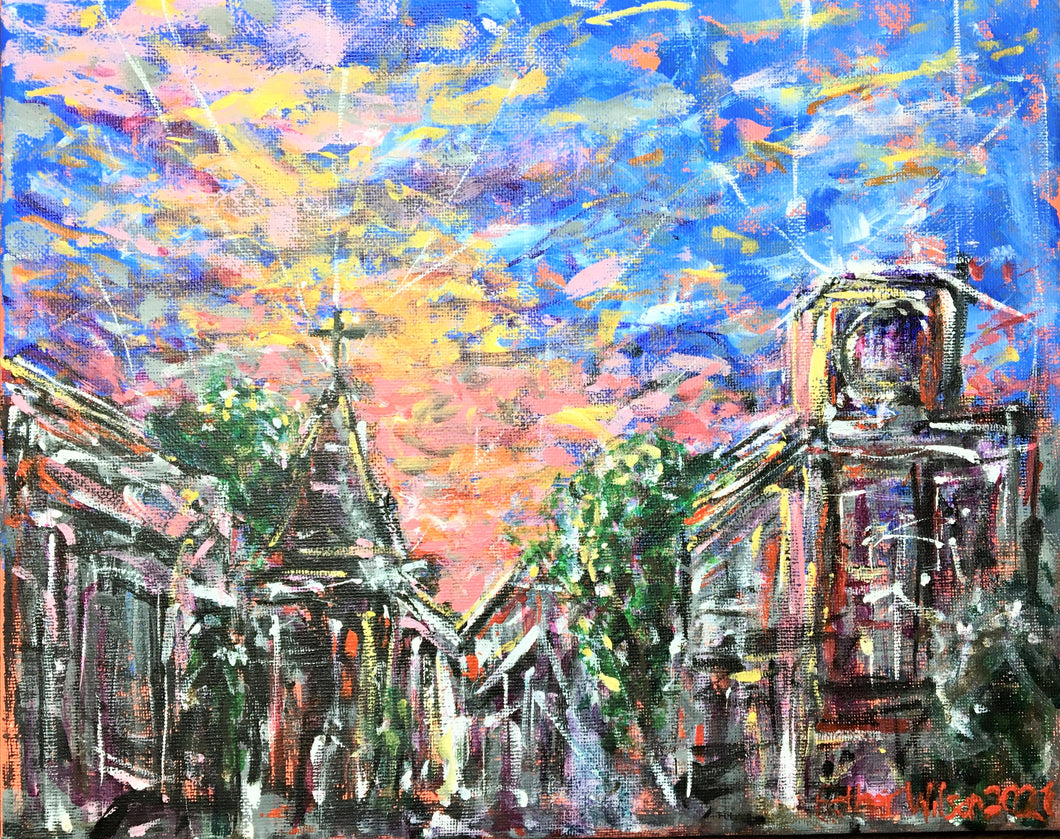 Abstract Urban Landscape - New Orleans - original acrylic on canvas painting - eDgE dEsiGn London