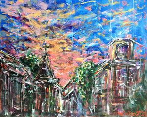 Abstract Urban Landscape - New Orleans - original acrylic on canvas painting - eDgE dEsiGn London