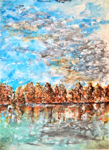 Abstract Landscape - Autumn Lake, Trees and Sky - eDgE dEsiGn London