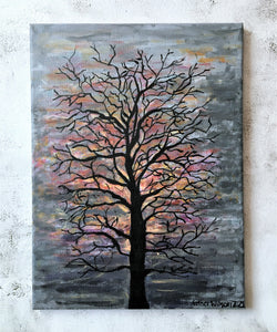 Abstract Tree in Winter Sunset