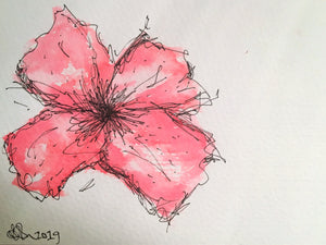 Handpainted Watercolour Greeting Card - Red Poppy Landscape Design - eDgE dEsiGn London