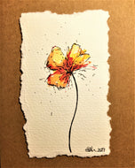 Hand-painted Greeting Card - Abstract Yellow/Orange/Red Poppy Design - eDgE dEsiGn London