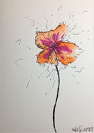 Handpainted Greeting Card - Orange and Pink Pansy - eDgE dEsiGn London