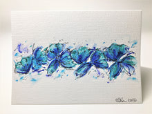 Original Hand Painted Greeting Card - Jade, Blue and Turquoise Poppies - eDgE dEsiGn London