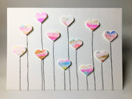 Hand Painted Greeting Card - Twelve Abstract Heart Flowers - eDgE dEsiGn London