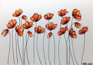 Original Hand Painted Greeting Card - 19 Red and Orange Poppies Design - eDgE dEsiGn London