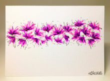 Original Hand Painted Greeting Card - Pink and Purple Spiky Flowers - eDgE dEsiGn London