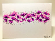 Original Hand Painted Greeting Card - Pink and Purple Spiky Flowers - eDgE dEsiGn London