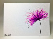 Original Hand Painted Greeting Card - Purple and Pink Spiky Flower - eDgE dEsiGn London
