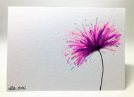 Original Hand Painted Greeting Card - Purple and Pink Spiky Flower - eDgE dEsiGn London