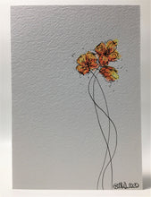 Original Hand Painted Greeting Card - Three Yellow and Orange Poppies Design - eDgE dEsiGn London
