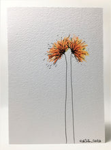 Original Hand Painted Greeting Card - Orange and Yellow Spiky Flowers - eDgE dEsiGn London