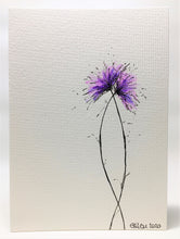 Original Hand Painted Greeting Card - Lilac and Purple Spiky Flowers - eDgE dEsiGn London