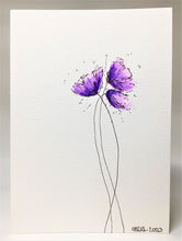 Original Hand Painted Greeting Card - Three Lilac and Purple Poppies - eDgE dEsiGn London