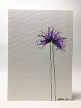 Original Hand Painted Greeting Card - Two Lilac and Purple Spiky Flowers - eDgE dEsiGn London