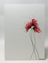 Original Hand Painted Greeting Card - Abstract Red and Pink Poppies - eDgE dEsiGn London