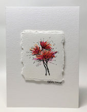 Original Hand Painted Greeting Card - Red, Orange and Pink Spiky Flowers - eDgE dEsiGn London
