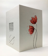 Hand-painted Watercolour Greeting Card - Two Large Abstract Red and Orange Poppies - eDgE dEsiGn London