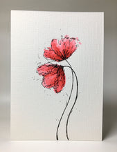Hand-painted Watercolour Greeting Card - Two Red Poppies - eDgE dEsiGn London