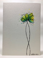 Original Hand Painted Greeting Card - Blue and Yellow Poppies Design - eDgE dEsiGn London