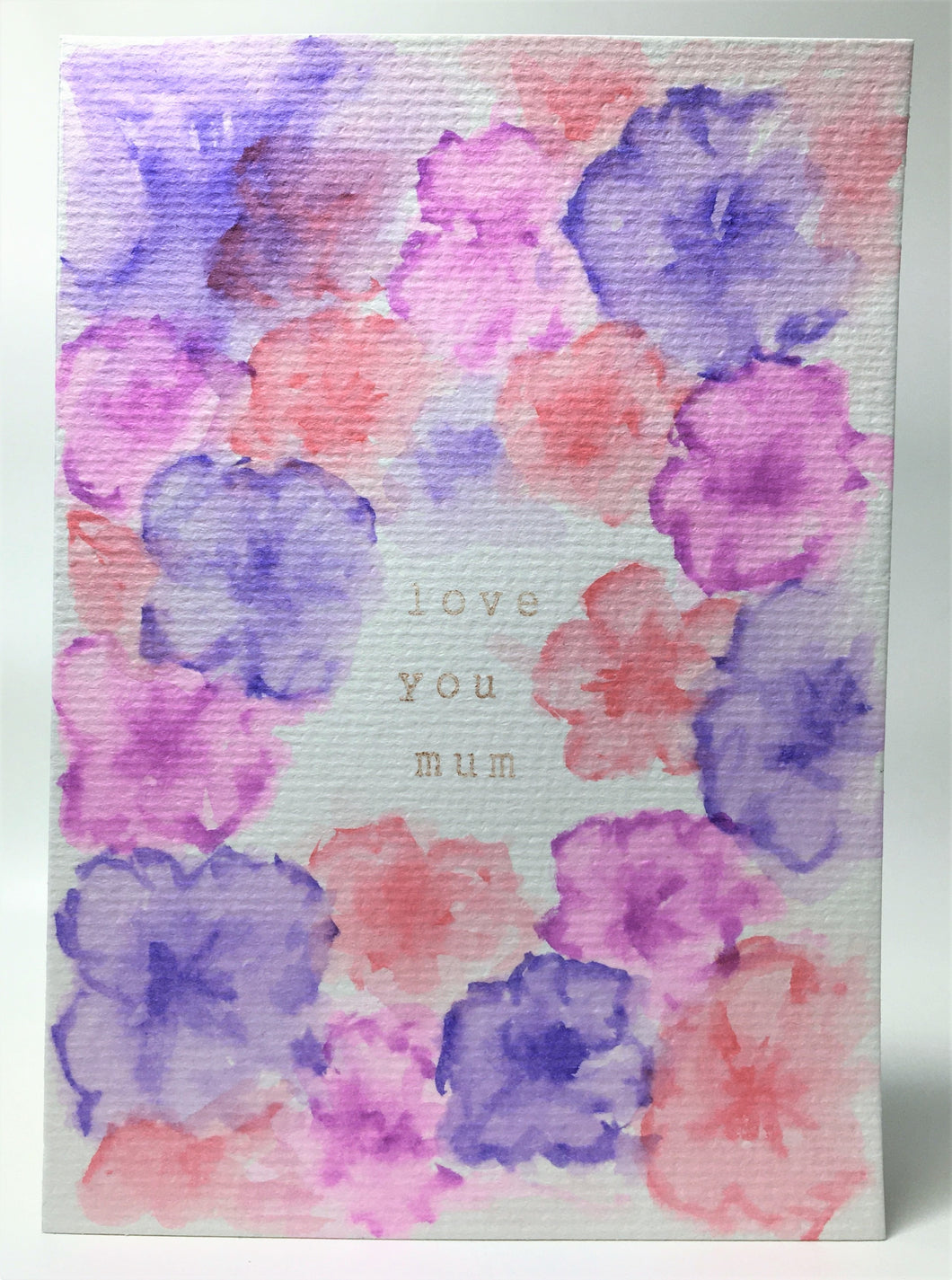 Original Hand Painted Mother's Day Card - Pink, Purple and Magenta Flowers - eDgE dEsiGn London