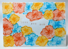Original Hand Painted Mother's Day Card - Orange, Yellow and Turquoise Flowers - eDgE dEsiGn London