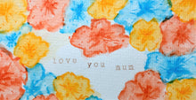 Original Hand Painted Mother's Day Card - Orange, Yellow and Turquoise Flowers - eDgE dEsiGn London