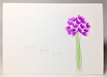 Original Hand Painted Mother's Day Card - Pink and Purple Bouquet - eDgE dEsiGn London