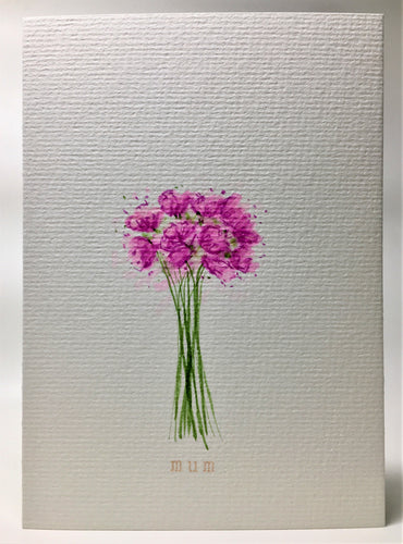 Original Hand Painted Mother's Day Card - Pink Bouquet - eDgE dEsiGn London