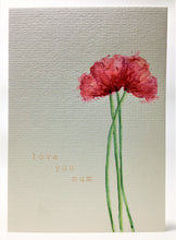 Original Hand Painted Mother's Day Card - Red Poppies - eDgE dEsiGn London