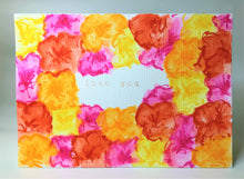 Original Hand Painted Greeting Card - Pink, Red, Orange and Yellow Flowers - eDgE dEsiGn London
