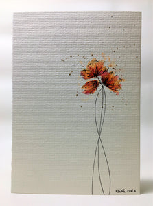 Original Hand Painted Greeting Card - Orange, Red, Pink and Gold Poppies - eDgE dEsiGn London