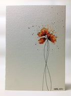 Original Hand Painted Greeting Card - Orange, Red, Pink and Gold Poppies - eDgE dEsiGn London