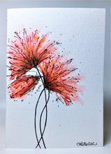 Big Spiky Flowers - Red and Gold - Hand Painted Watercolour Greeting Card