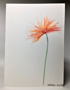 Original Hand Painted Greeting Card - Orange, Red, Pink Spiky Flower