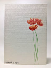 Original Hand Painted Greeting Card - Orange, Red and Pink Poppies