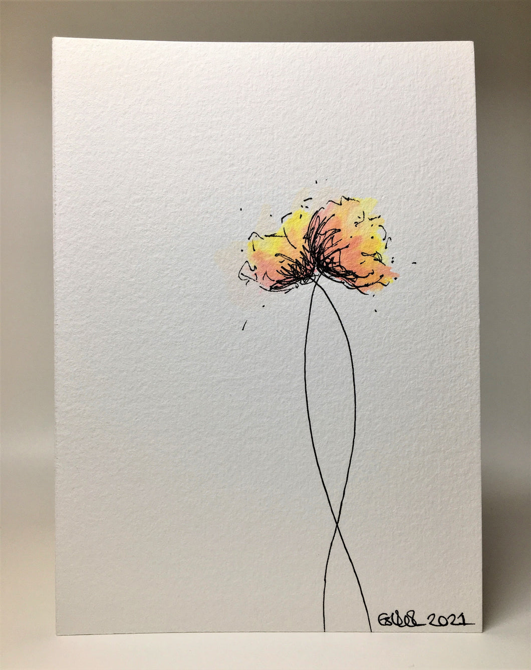 Yellow and Orange Poppies - Hand Painted Greeting Card
